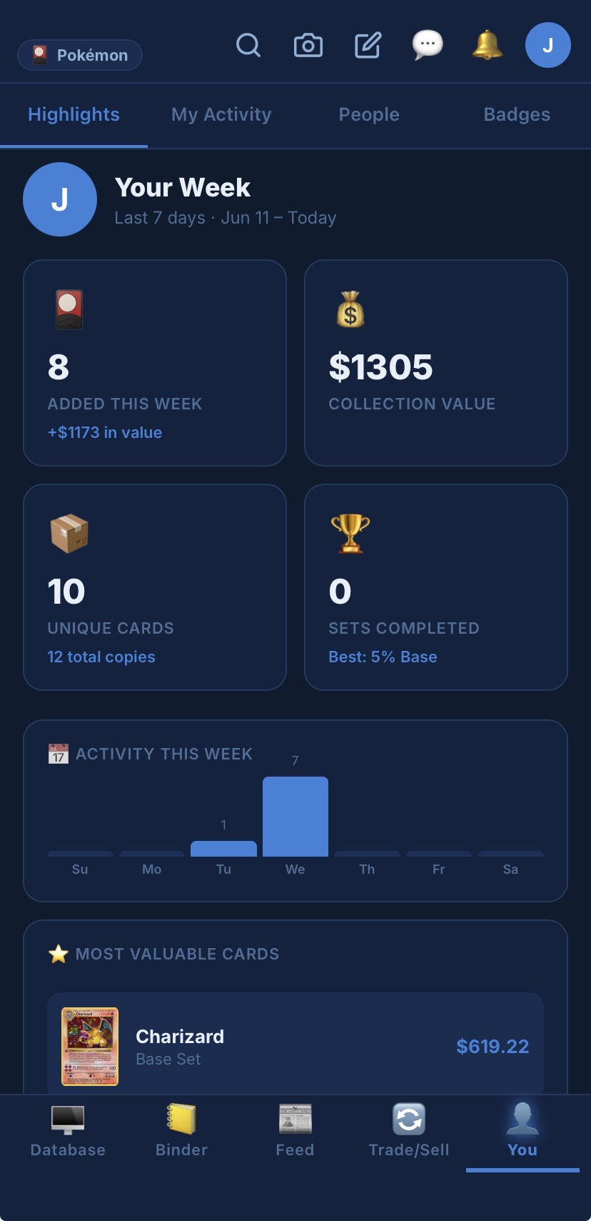 Binde social feed, alternate screen
